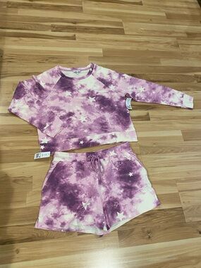 Wildfox NWT Purple Tie-Dye Star Lounge short Set
